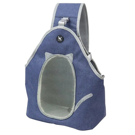 Sac bandoulière gris avec design félin et fenêtre ventilée