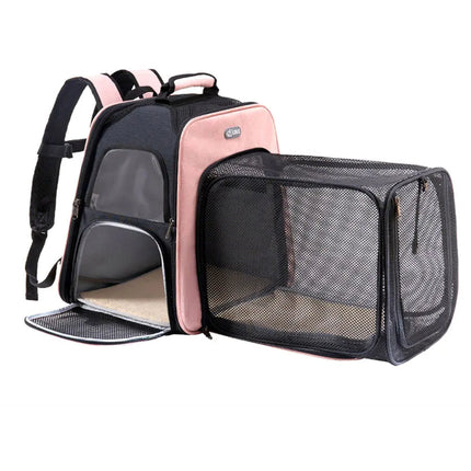 Sac à Dos Respirant pour Chat avec Extension Pliable et Filet Mesh