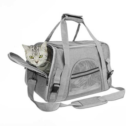 Sac rectangulaire gris avec fenêtre en maille et sangle bandoulière