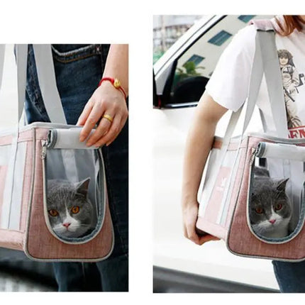 Sac de Transport Compact pour Chat avec Panneaux en Maille