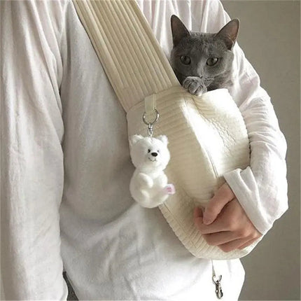 Sac Bandoulière Fait Main pour Transport de Chat avec Poches Pratiques