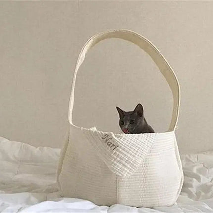 Sac Bandoulière Fait Main pour Transport de Chat avec Poches Pratiques