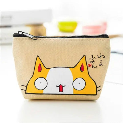 Porte-Monnaie Compact avec Motif Chat Ludique