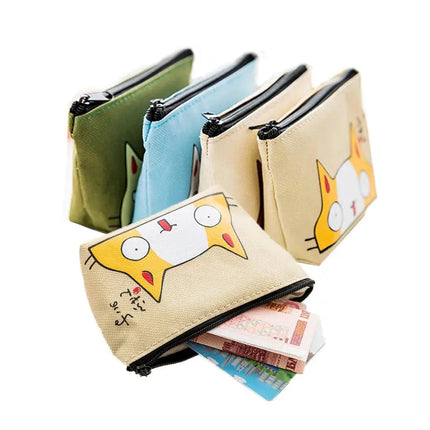 Porte-Monnaie Compact avec Motif Chat Ludique