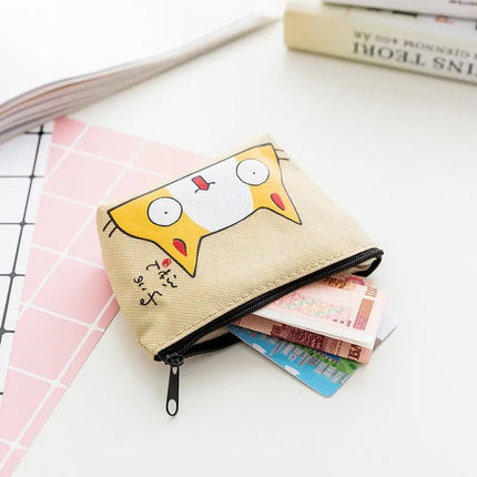 Porte-Monnaie Compact avec Motif Chat Ludique