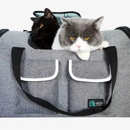 Sac de voyage pour chat avec ventilation et poches zippées