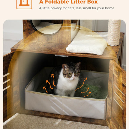 Arbre multifonction pour chats avec plateformes et espace de rangement