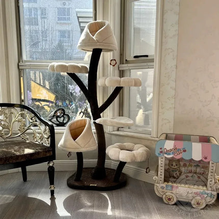 Arbre à Chat Fleur | 4 Plateformes et Niches Rembourrées