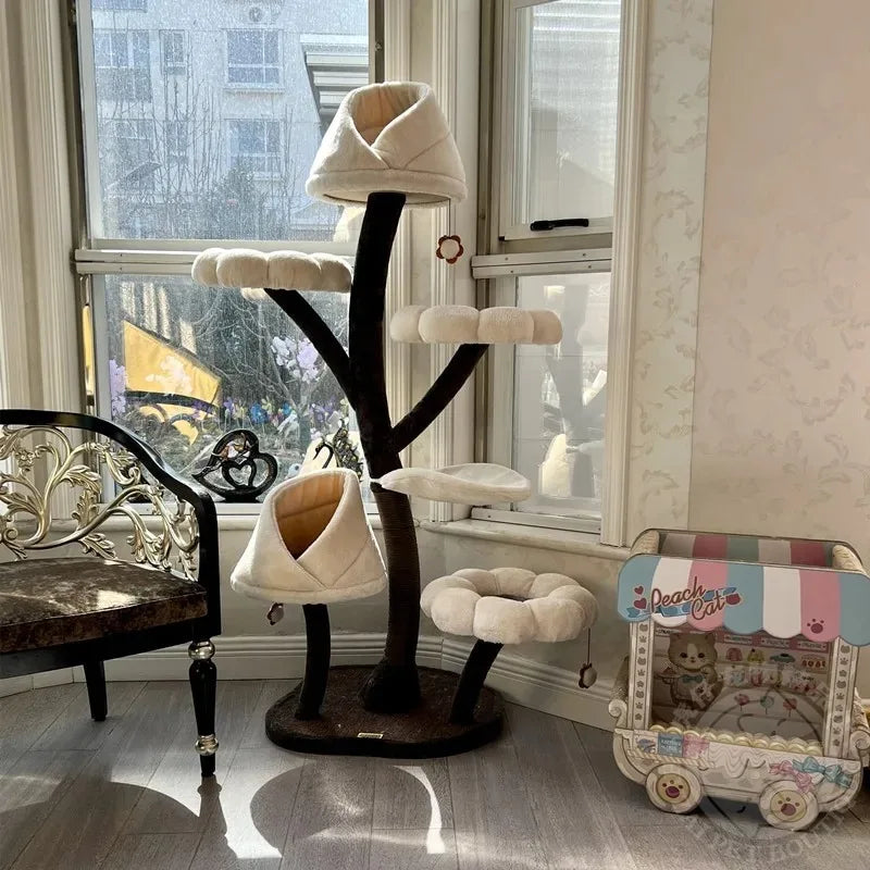 Arbre à Chat Fleur | 4 Plateformes et Niches Rembourrées