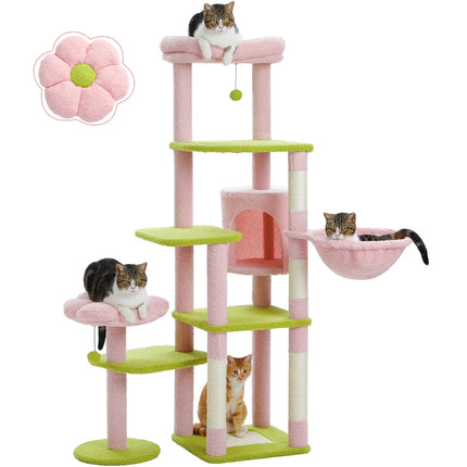 Arbre pour Chat Multicolore avec Hamac et Niche