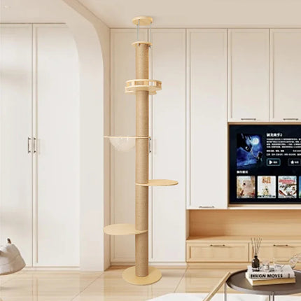 Colonne d'Activités Griffoir pour Chats avec Plateformes et Dôme Transparent