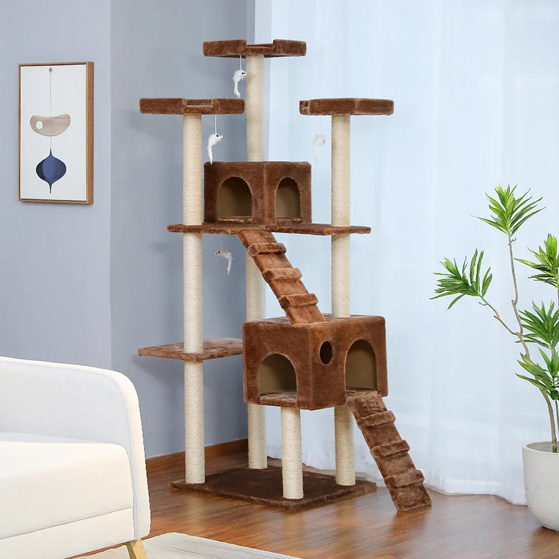Grand arbre à chat avec plateformes et niches cubiques