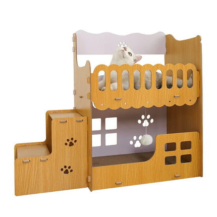 Maisonnette d'escalade ludique pour chats avec espaces ouverts et jeux