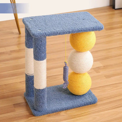 Arbre à Chat Compact Ludique avec Plateformes Vertes et Décoration Champignon