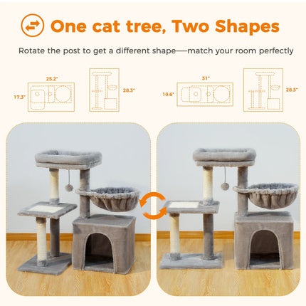 Arbre pour Chats Compact avec Hamac et Plateformes