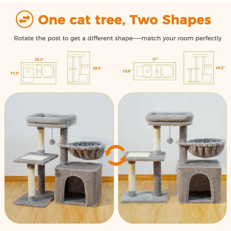 Arbre pour Chats Compact avec Hamac et Plateformes