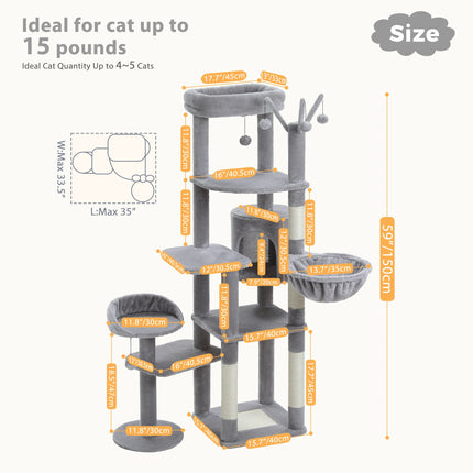 Arbre pour Chat Multicolore avec Hamac et Niche