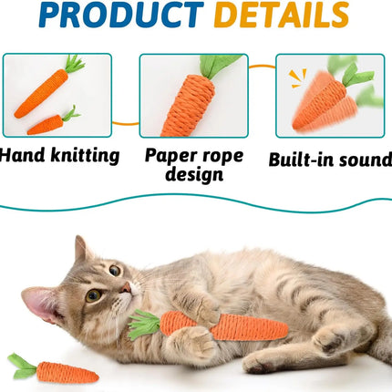 Carottes Ludiques en Corde pour Chat – Jouet Mignon et Interactif