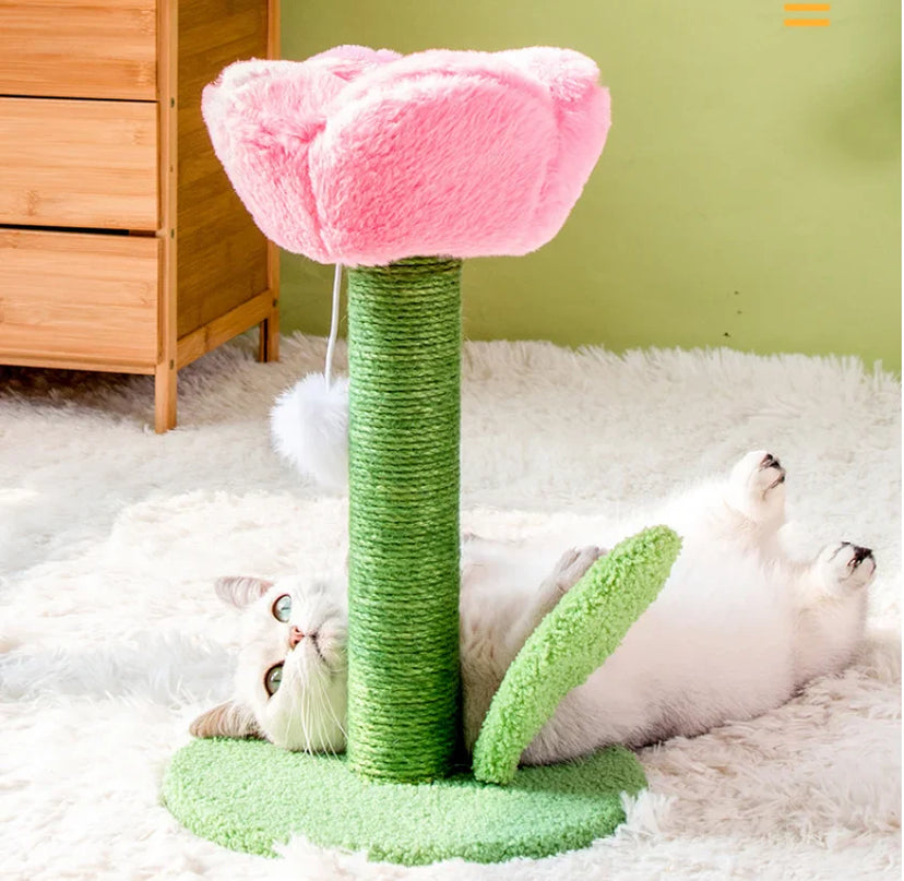 Arbre à Chat Fleur Interactif avec Jouet Suspendu
