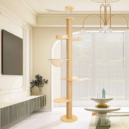 Colonne d'Activités Griffoir pour Chats avec Plateformes et Dôme Transparent