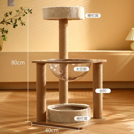 Arbre à Chat Vertical avec Paniers Suspendus