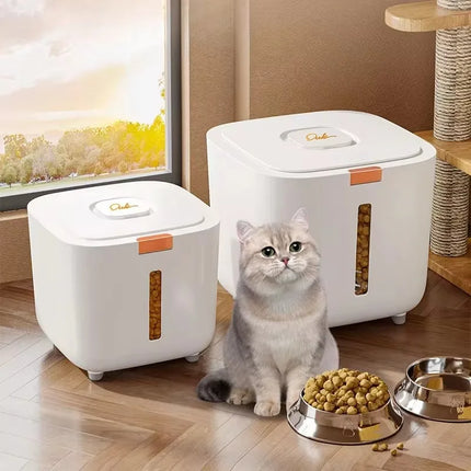 Boîte de Rangement Alimentaire pour Chat avec Fenêtre de Visualisation