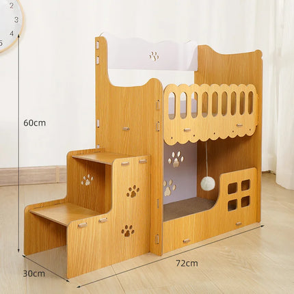 Maisonnette d'escalade ludique pour chats avec espaces ouverts et jeux