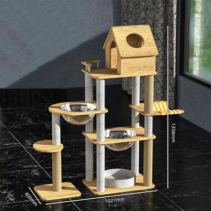 Arbre à Chat Ludique XXL avec Bulles Transparentes et Maisonnete