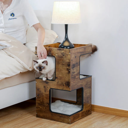 Espace Relaxant pour Chat en Bois Empilable