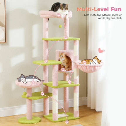 Arbre pour Chat Multicolore avec Hamac et Niche