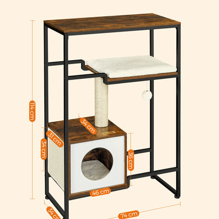 Arbre à Chat Minimaliste avec Cube Cachette et Griffoir