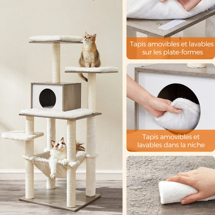 Arbre à Chat Multi-Niveaux avec Hamac et Niche