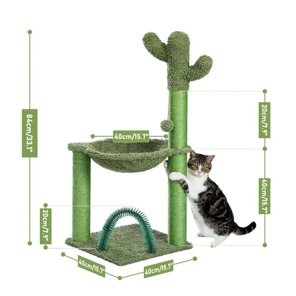 Arbre à chat en forme de cactus avec hamac et arche de toilettage