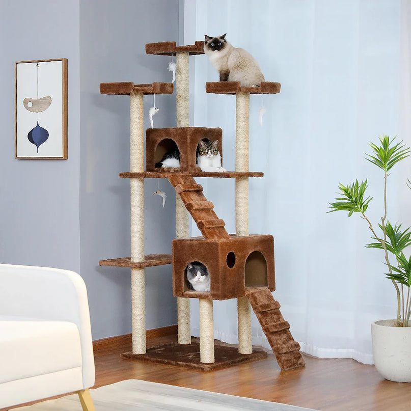 Grand arbre à chat avec plateformes et niches cubiques