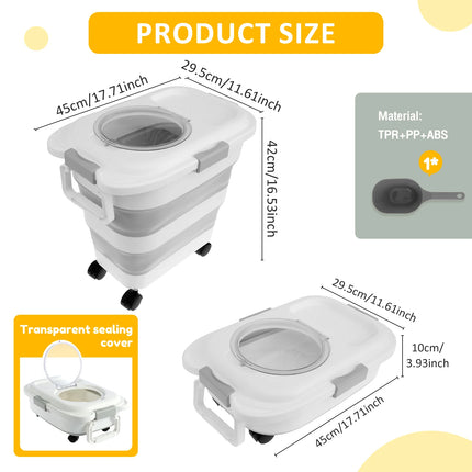 Conteneur à Roulettes avec Pelle Intégrée – Rangement Croquettes Hermétique