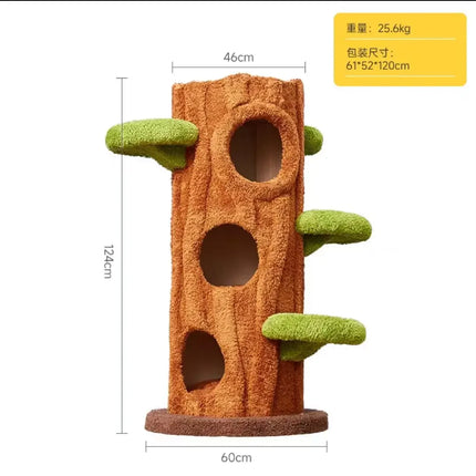 Arbre à Chat Ludique en Forme de Tronc avec Plateformes Feuillages
