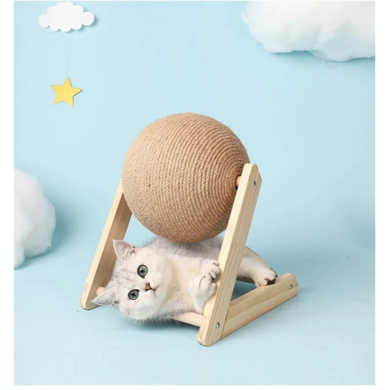 Griffoir Interactif pour Chat avec Boules en Sisal Suspendues