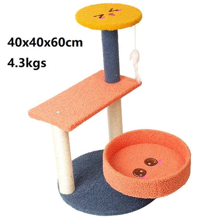 Arbre à Chat Multicolore avec Plateformes et Tunnel Ludique