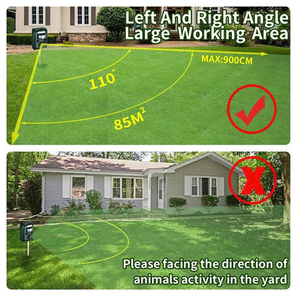 Répulsif Ultrasonique Anti-Nuisible Extérieur avec Capteur Lumineux et Sonore