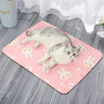 Tapis Rose Mignon à Motifs Lapins - Espace Détente pour Animaux