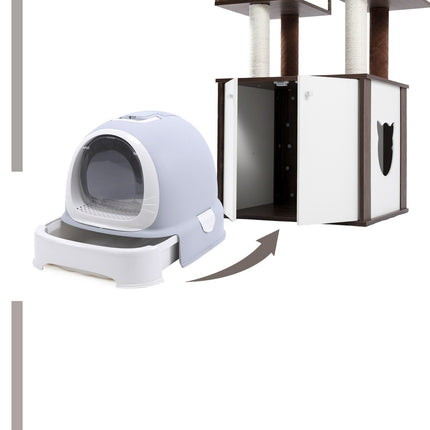 Arbre pour Chats Compact avec Rangement Intégré et Design Moderne