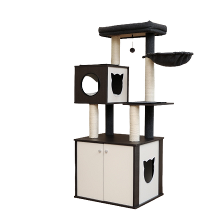 Arbre pour Chats Compact avec Rangement Intégré et Design Moderne
