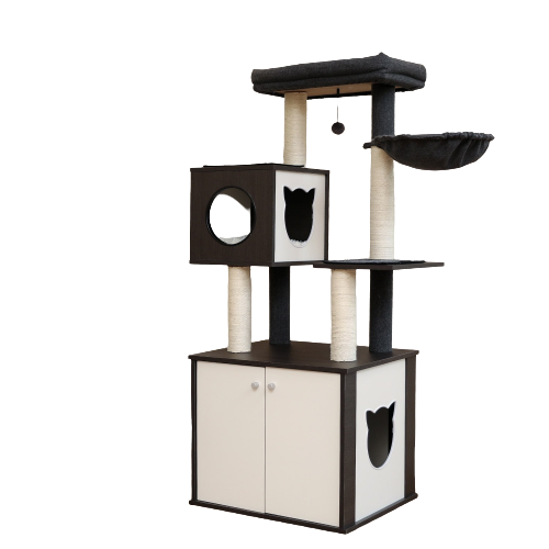 Arbre pour Chats Compact avec Rangement Intégré et Design Moderne