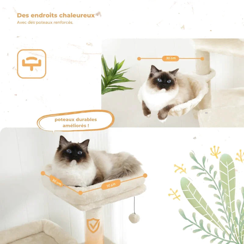 Arbre multi-niveaux pour chat avec niches et plateformes ludiques