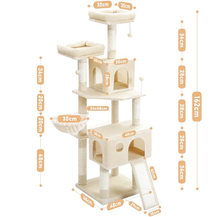 Arbre multi-niveaux pour chat avec niches et plateformes ludiques