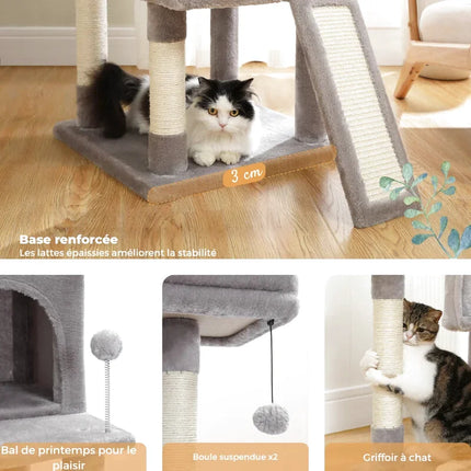 Aire de Jeu Tout-en-Un pour Chats avec Plateformes et Niches