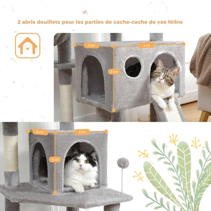 Aire de Jeu Tout-en-Un pour Chats avec Plateformes et Niches