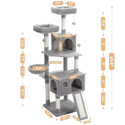 Arbre à Chat Moderne avec Plateformes Multiples et Niches