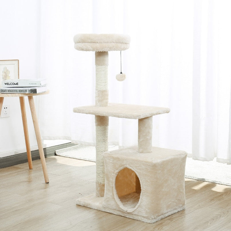 Arbre pour Chat Compact avec Cube et Plateformes Multiniveaux