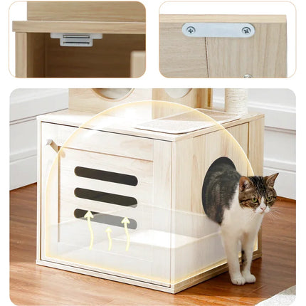 Structure de jeu et de repos multi-niveaux pour chats avec hamac et griffoir intégré